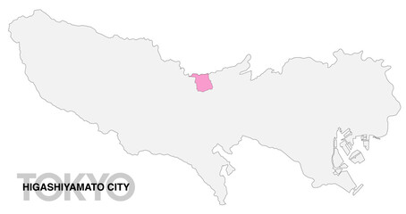 Fototapeta premium 東京都東大和市の位置地図 境界線無_1