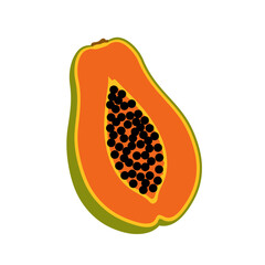 Flat Color Vector Set of Fresh Fruits and Vegetables on White Background