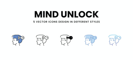 Mind Unlock vector icons set stock illustration