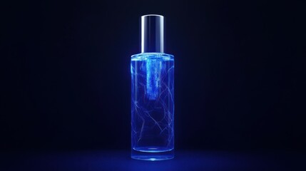 Illuminated bottle with intricate energy patterns in futuristic design