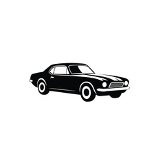 Obraz premium Vintage American muscle car silhouette on white background