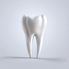 Healthy human tooth close-up isolated on white background. Denture. Image for use in dentistry and advertising toothpaste