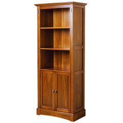 Elegant Wooden Bookcase with Storage, Three Shelves, Brown Finish, Home Furniture
