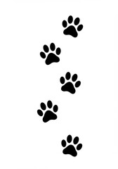 Isolated animal paw prints in black color going vertically down