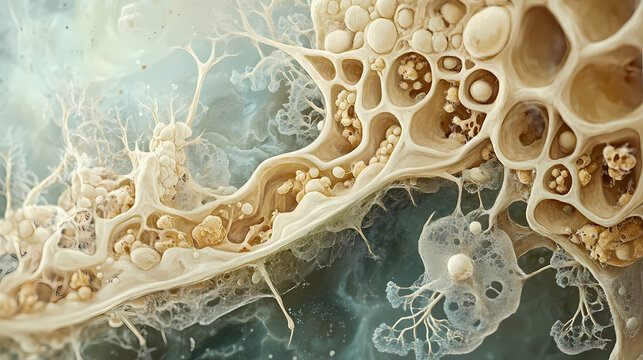 Crosssection of a fungal hypha with cytoplasmic streaming allowing for efficient delivery of nutrients to various parts of the fungus. Fungal Currents. Illustration