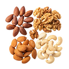 Nutritional Variety of Nuts Almonds, Walnuts, Cashews, and Pistachios in Perfect Harmony