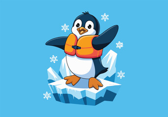 Naklejka premium Vector Designs for World Penguin Day – Cute Penguins, Snowy Landscapes, T-shirt, Sticker, Social Media Posts & Animated GIFs for Print Cards and Merchandise