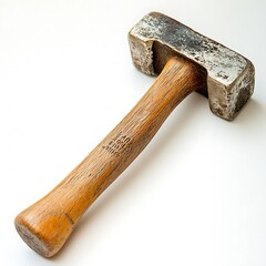 Old Hammer on White Background Vintage Style Close Up..