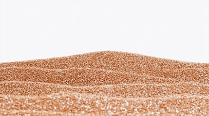 Gentle, rippling dunes of fine, light brown sand against a bright white background