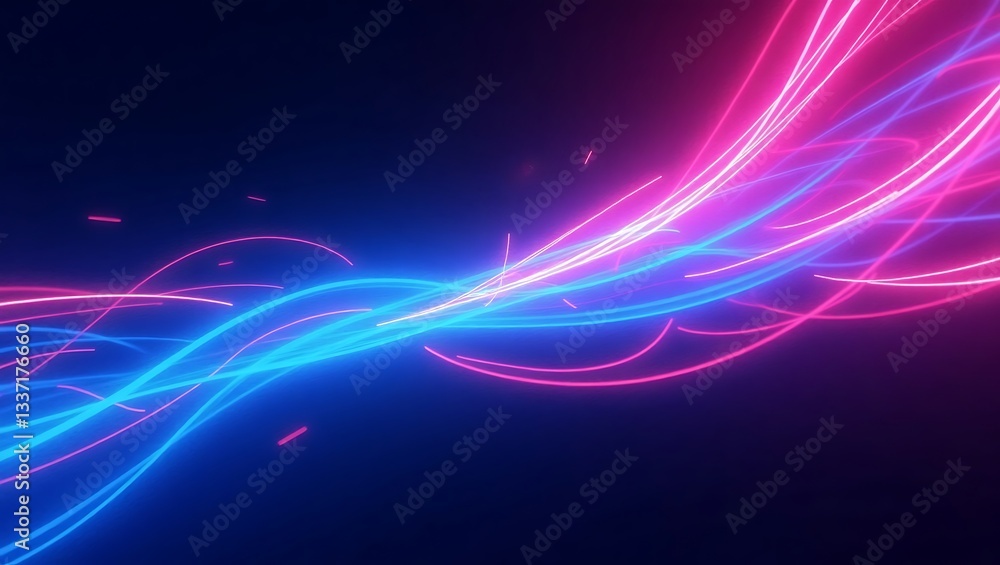 Poster abstract vibrant design featuring dynamic glowing lines. generative ai.