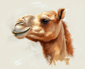 Obraz premium A digitally painted artwork showing a camels head and neck