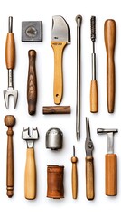 Collection of Vintage Tools on White Background Individually Photographed..