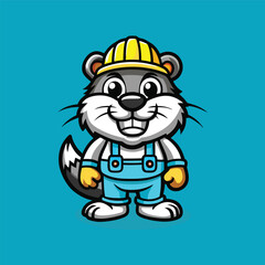 Obraz premium Cartoon Vector Logo of an Adorable Beaver Mascot Character with Bold Lines