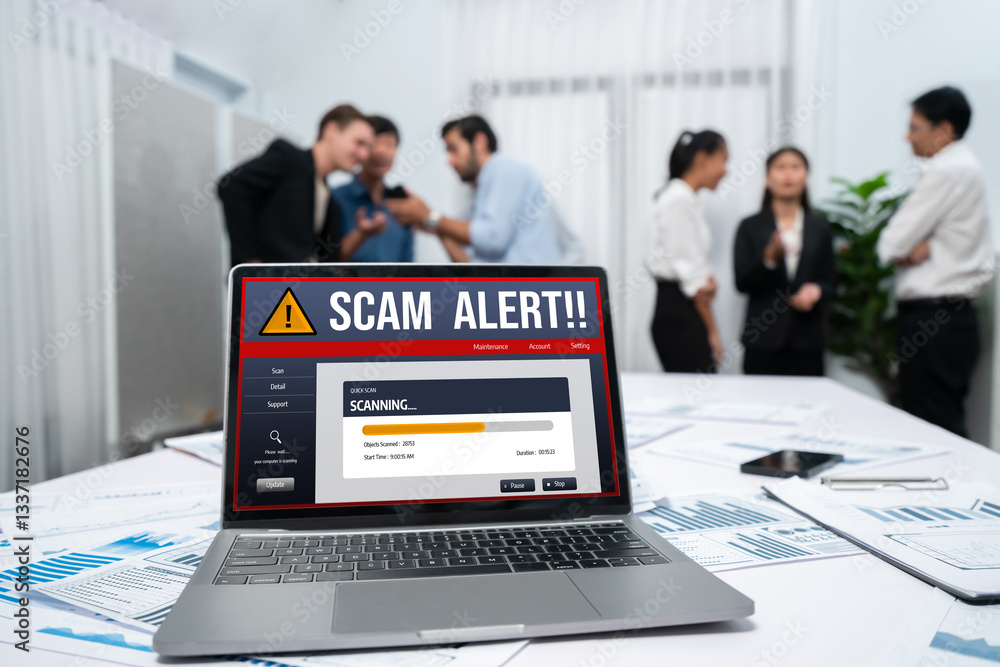 Aufkleber cyber security software show alert of cyber attack for protection brisk. danger from virus, phishing