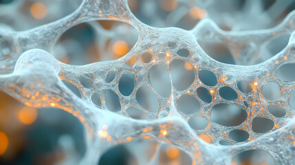 Bonds between particles in the microcosmic universe, a latticework. Microcosmic Web. Illustration
