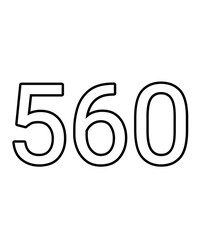 Black and white color numbers 560