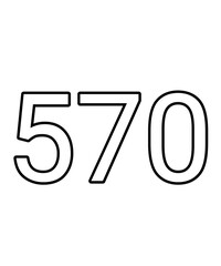 Black and white color numbers 570