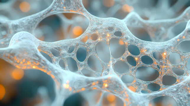 Bonds between particles in the microcosmic universe, a latticework. Microcosmic Web. Illustration
