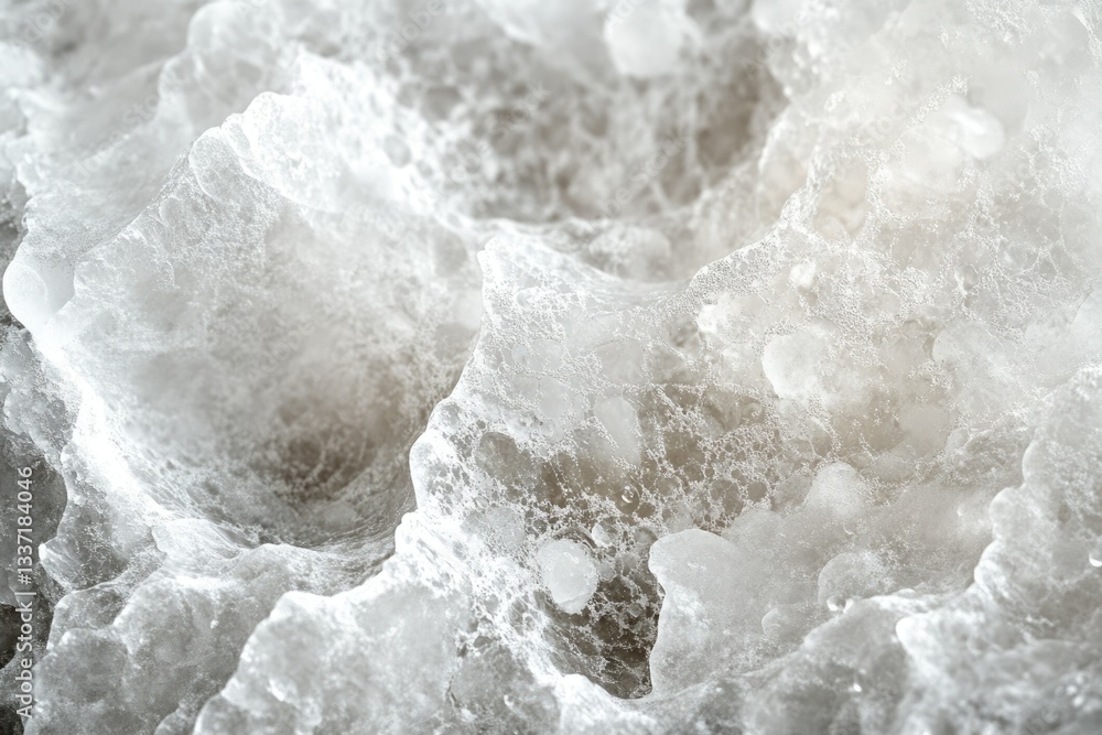 Poster close-up of icy texture with air bubbles trapped inside, creating a unique abstract pattern.