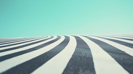 A mesmerizing view of undulating striped patterns against a tranquil blue sky.