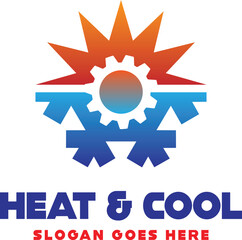 eat and cool business logo design vector for HVAC services business and clipart