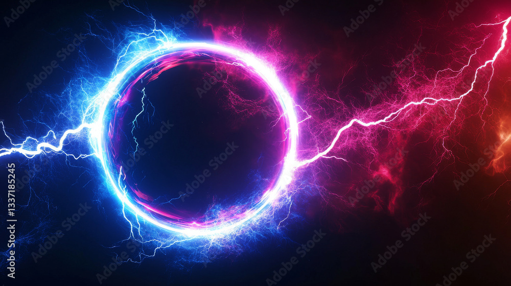 Poster round lightning frames set isolated on black background. vector realistic illustration of circular t