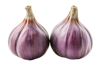 Fototapeta premium Pair of Fresh Ripe Purple Figs Isolated on Transparent Background Close Up