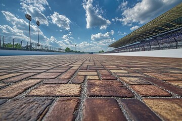 An ultra-realistic photo of the brick surface on the Indianapolis Motor Speedway,