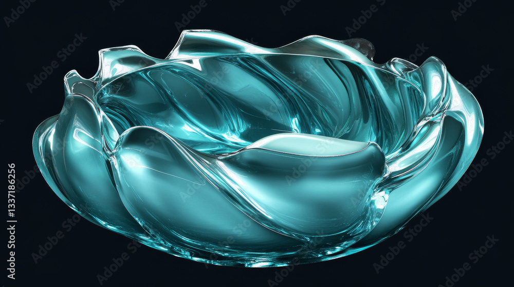 Poster abstract vector background with smooth shiny turquoise waves. may be used as packing