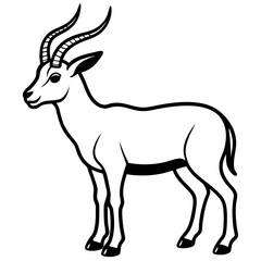 Fototapeta premium Gazelle in Profile: A detailed, minimalist outline of a gazelle in profile, capturing the essence of its elegant form and majestic horns, embodying simplicity and grace.