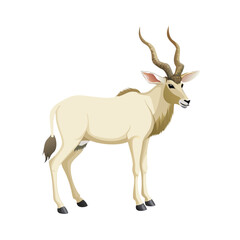 Fototapeta premium Majestic Antelope Portrait: A detailed illustration of an addax antelope, showcasing its elegant form and unique spiral horns, set against a clean, isolated backdrop.