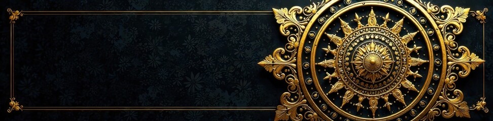 Intricate gold mandala on deep black Luxurious, ornate design , gold, mandala