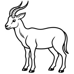 Obraz premium Gazelle Silhouette: A minimalist black and white outline of a majestic gazelle, its elegant horns gracefully curved, poised against a backdrop.