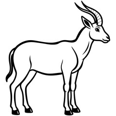 Fototapeta premium Antelope in Silhouette: A sleek, line-art illustration of an antelope, its elegant form defined by clean lines, a study in minimalist design. 