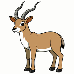 Fototapeta premium Cartoon Gazelle: A charming cartoon gazelle, its sleek coat a tapestry of earth tones, stands proudly with magnificent spiraling horns, embodying the spirit of the savanna. 