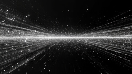 Abstract digital data stream network background with glowing light particles and connection lines simulating high speed technology and futuristic concept exploration