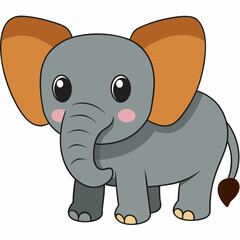 Naklejka premium Cute Elephant Illustration: A playful illustration of a baby elephant with big eyes, standing playfully, inviting joy and warmth.