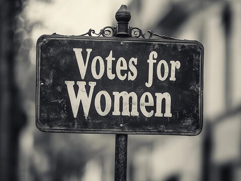  Vintage black and white sign reading "Votes for Women," symbolizing the historical fight for women's rights and suffrage movement.