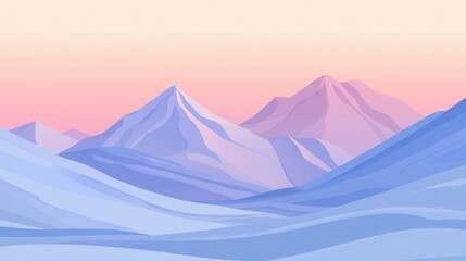 Serene Pastel Mountain Range at Sunset