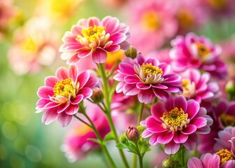 Fototapeta premium Miniature Pink & Yellow Schizanthus Blossoms, Tilt-Shift Photography, Spring Flowers