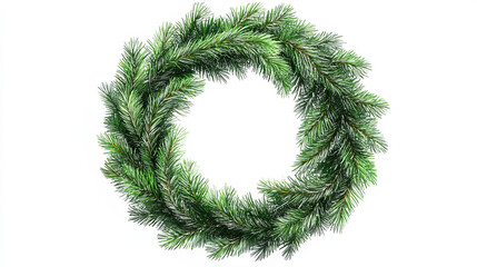 Pine tree branch round wreath, christmas garland set realistic vector illustration. Circle of fir twigs with green needles isolated on transparent background. Winter holiday evergreen decoration