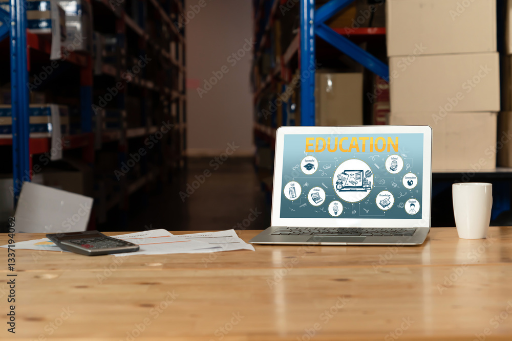 Poster e-learning website with sofware for student to study online on the internet network snugly