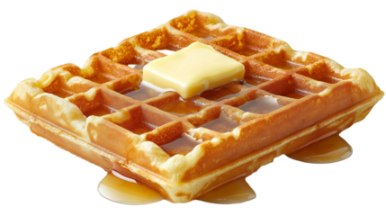 waffle with butter on a white background
