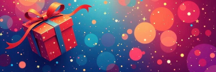 Abstract gift card design, vibrant colors, flat illustration,  promotion,  graphic