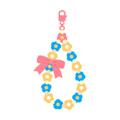 お花のビーズリボンレトロカラーストラップ⭐︎PNG