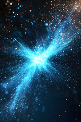 Obraz premium Glowing blue energy burst with sparks in dark space