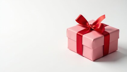 Obraz premium Elegant red ribbon tied gifts, white background, object, wrapping