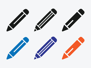 Pencil Icons Set. Pencil Silhouette Set. Minimalist Pencil Icon Collection. Sketching Pencil Icons.