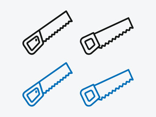 Minimalist Hand Saw Icon Set. Hand Saw Illustration. Saw Outline Icon Set.