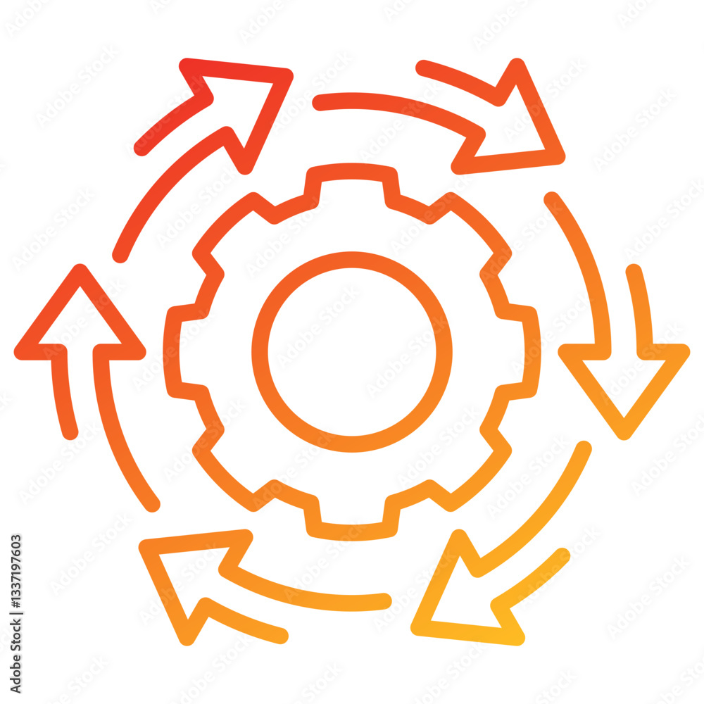 Poster process management line gradient icon